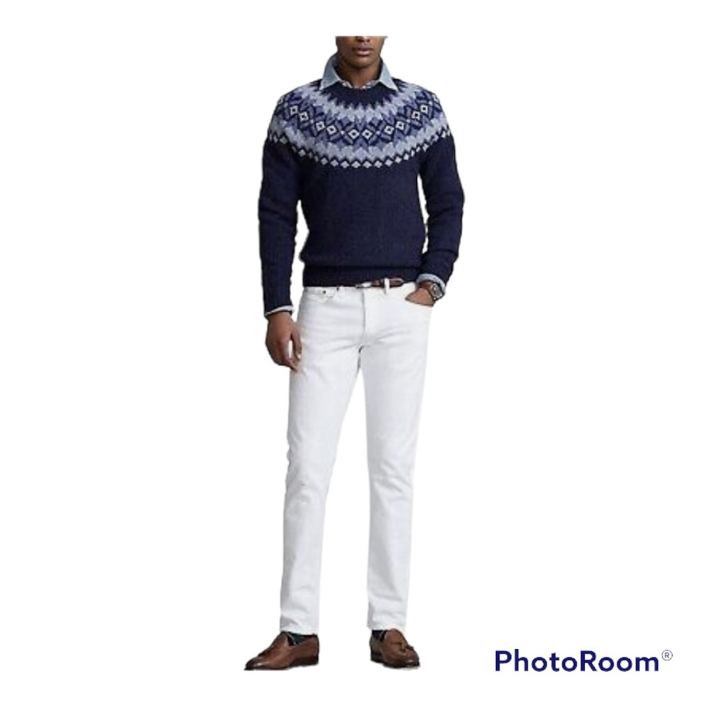 NWT Polo Ralph Lauren 100% Wool Fair Patterned Yoke Sweater